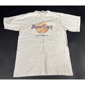 Vintage 90s Hard Rock Cafe Amsterdam T Shirt Single Stitch White